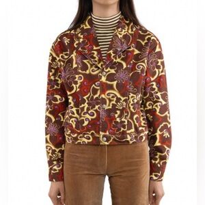 Gimaguas Zug Jacket Brown Retro Floral Cotton - Size Small
